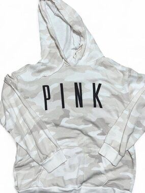 SOLD Victoria's Secret PINK White and Beige Camo Hooded Sweatshirt